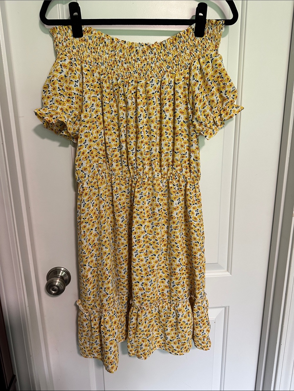 Umgee Yellow Floral Off-Shoulder Midi Dress